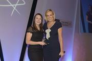 Lucy Ackland receives WES Award from the BBC’s Steph McGovern (image courtesy IET)