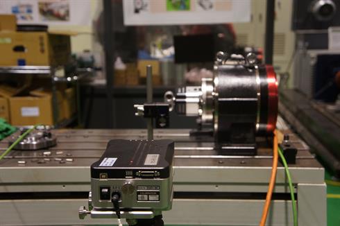 XR20-W rotary axis calibrator in-situ with Renishaw's XL-80 laser system in the foreground